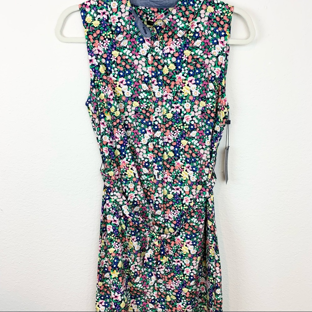 Tommy Hilfiger Floral Tie Cotton Shirt Dress Spring Sleeveless - Picture 3 of 7